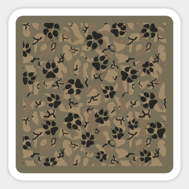 Camouflage Paw Print Pattern Sticker by OldskoolK9